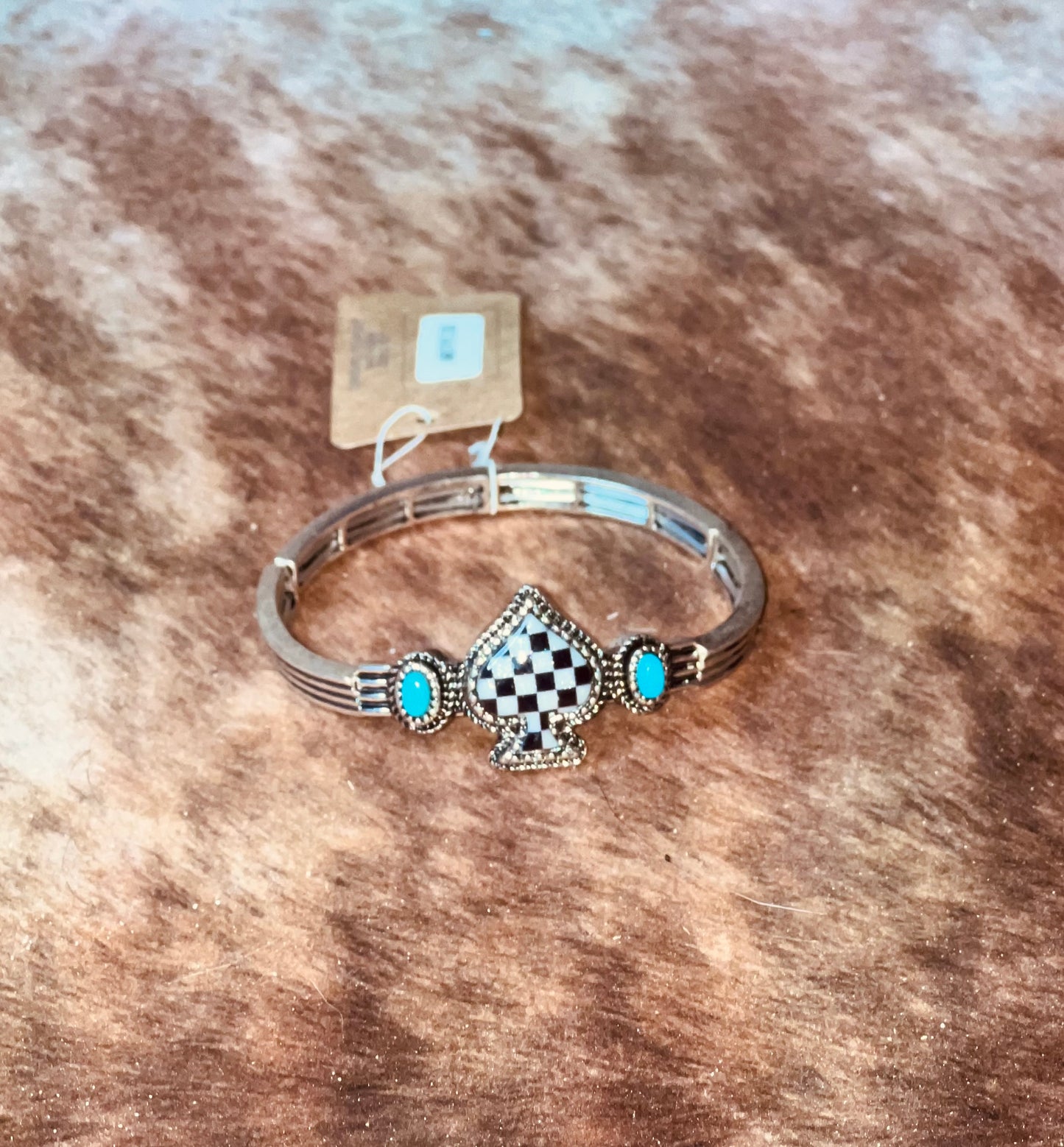 Checker Pattern Spade Stretch Bracelet