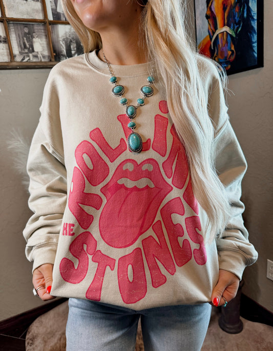 Sand/Pink Rolling Stones Sweatshirt