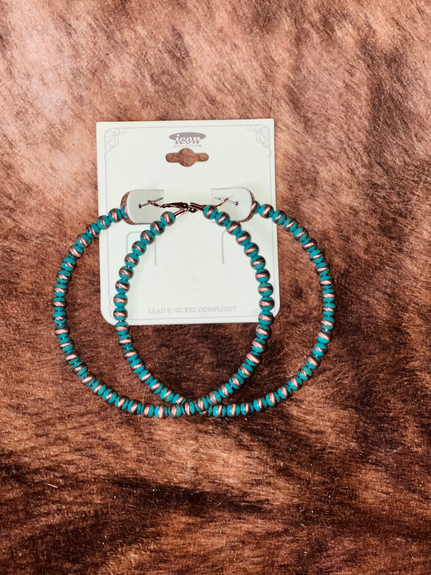 3-Inch Navajo Style Pearl Hoop Earrings