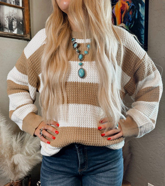 Striped Slide Slit Sweater